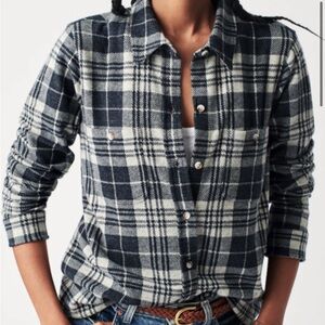 Faherty Black and White Button Down Shirt Classic Plaid